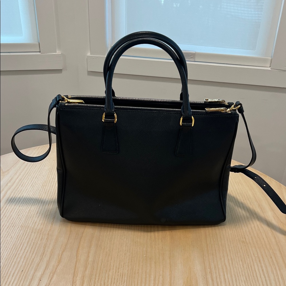 Prada Black Leather Satchel with Gold Accents - Picture 2 of 10